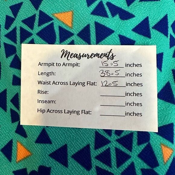 LuLaRoe Blue and Green Geometric Dress NWT - Picture 5 of 14